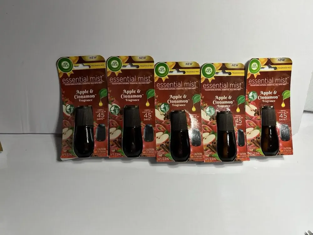 New Air Wick Essential Mist Warm Apple & Cinnamon Oil Diffuser Refill Lot Of 5